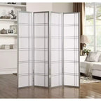 Roundhill Furniture Seto 4-Panel Room Divider Screen, Silver