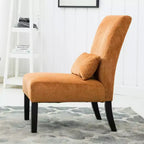 Sillón decorativo sin brazos Pisano de tejido chenilla con almohada de riñón, naranja