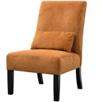 Sillón decorativo sin brazos Pisano de tejido chenilla con almohada de riñón, naranja