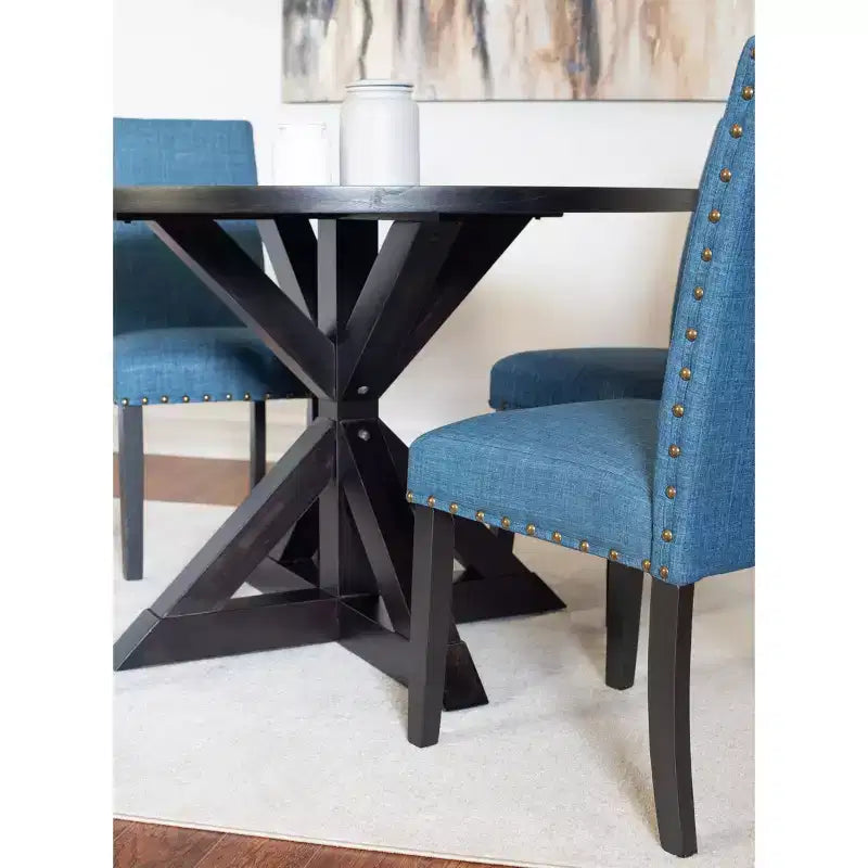 Juego de comedor redondo Mytzi de 5 piezas con 4 sillas tapizadas