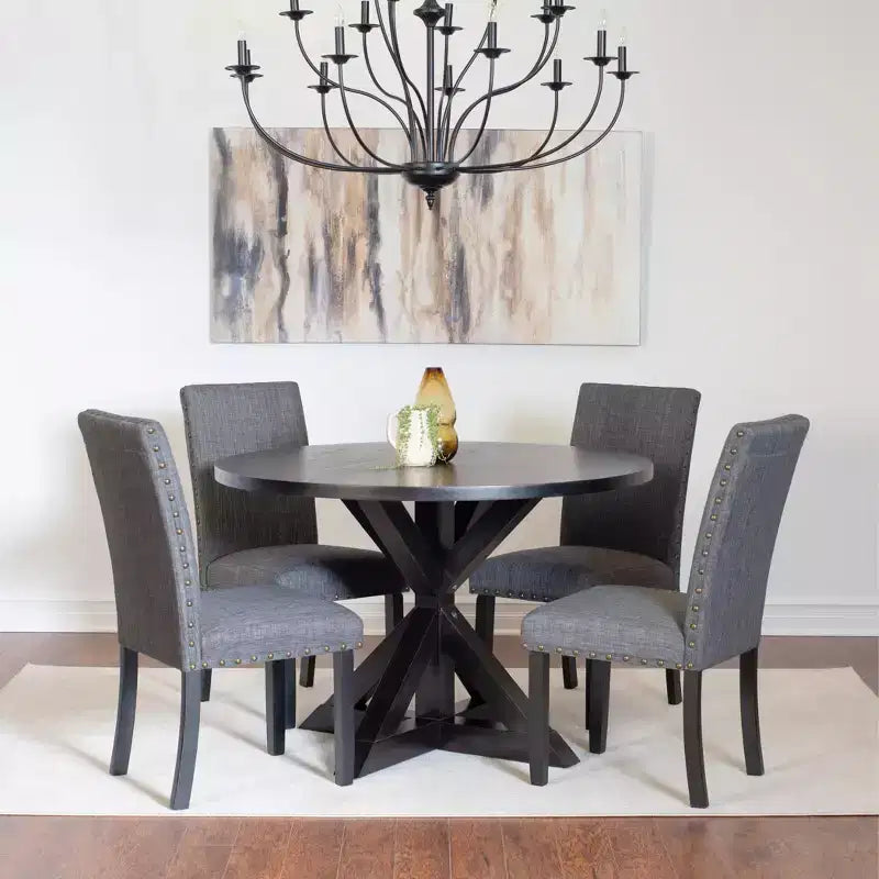 Juego de comedor redondo Mytzi de 5 piezas con 4 sillas tapizadas