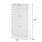 Zapatero de 3 niveles con diseño hueco y puertas abatibles, con capacidad para 18 pares, blanco