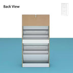 Zapatero de 3 niveles con diseño hueco y puertas abatibles, con capacidad para 18 pares, blanco