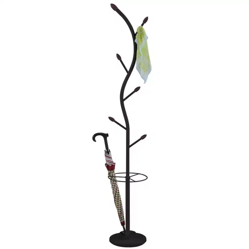 Kubin Metal Perchero con 6 Ganchos y Soporte para Paraguas, Negro