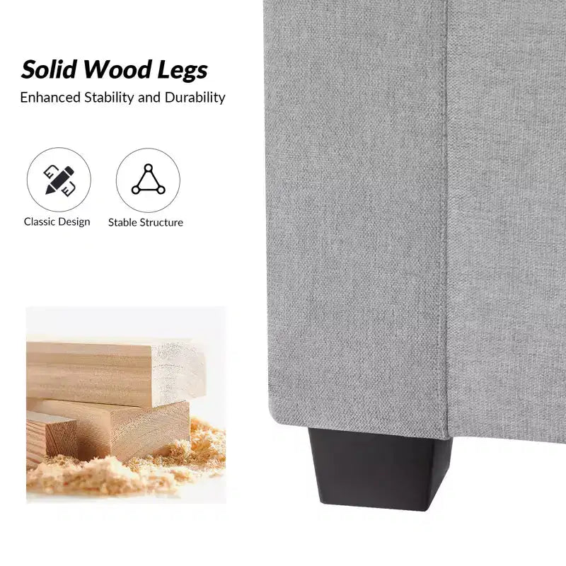Banco de almacenaje tapizado Amelia de 60" con patas de madera de caucho y 2 cojines decorativos