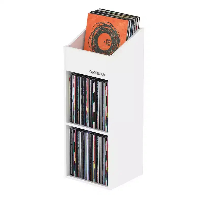 Record Rack 330 — Estación de almacenamiento de vinilos de 2 piezas, con capacidad para 330 discos, blanco