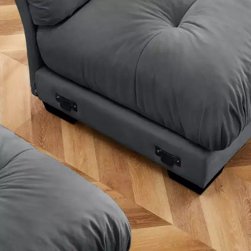 Sofá de terciopelo moderno Crane de 130" de 3 plazas con reposabrazos tipo bolster y 3 cojines