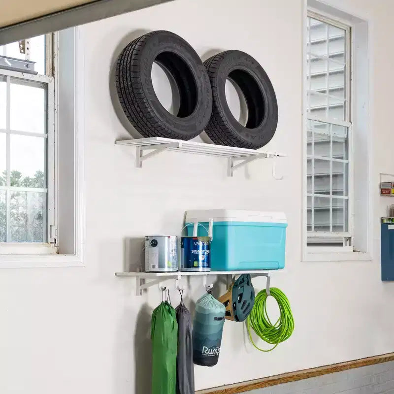 Estantes de pared Bristol de 30 x 120 cm para garaje, paquete de 2, blancos