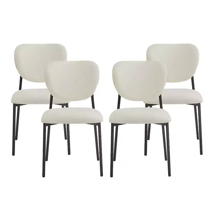 Christopher Knight Home Sebastian Iron Frame Upholstered Dining Chairs (Set of 4), Beige/Black