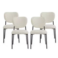 Christopher Knight Home Sebastian Iron Frame Upholstered Dining Chairs (Set of 4), Beige/Black