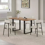 Sillas de comedor tapizadas Sebastian con estructura de hierro, juego de 4, beige/negro
