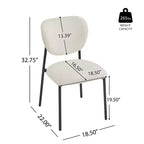 Sillas de comedor tapizadas Sebastian con estructura de hierro, juego de 4, beige/negro