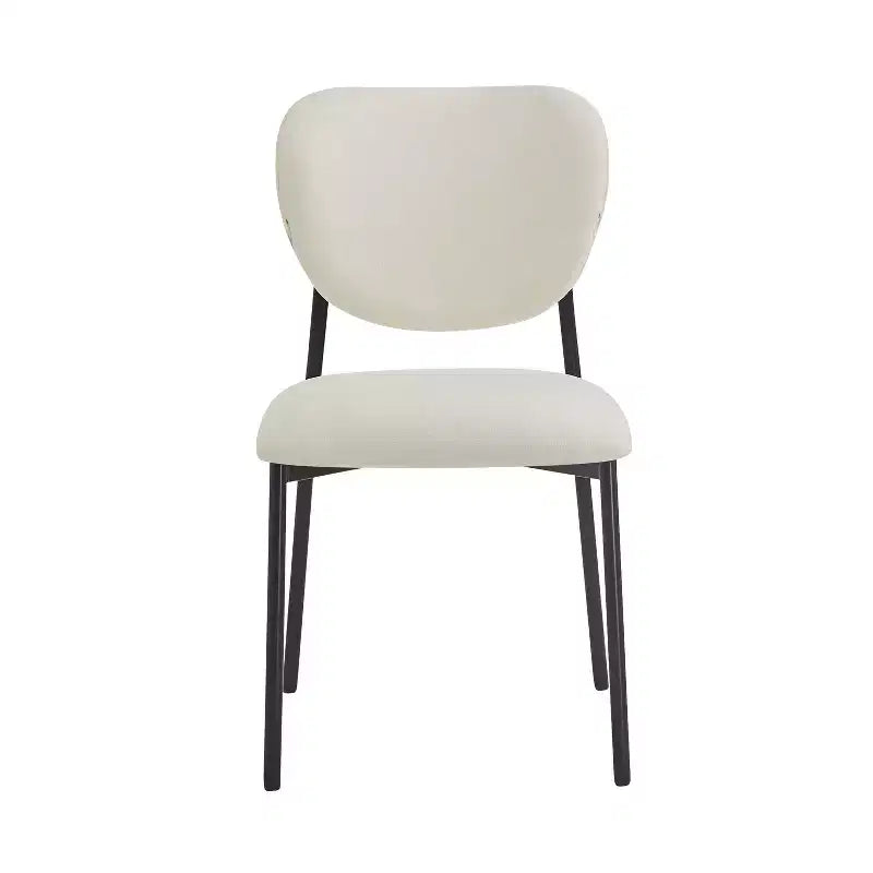 Sillas de comedor tapizadas Sebastian con estructura de hierro, juego de 4, beige/negro