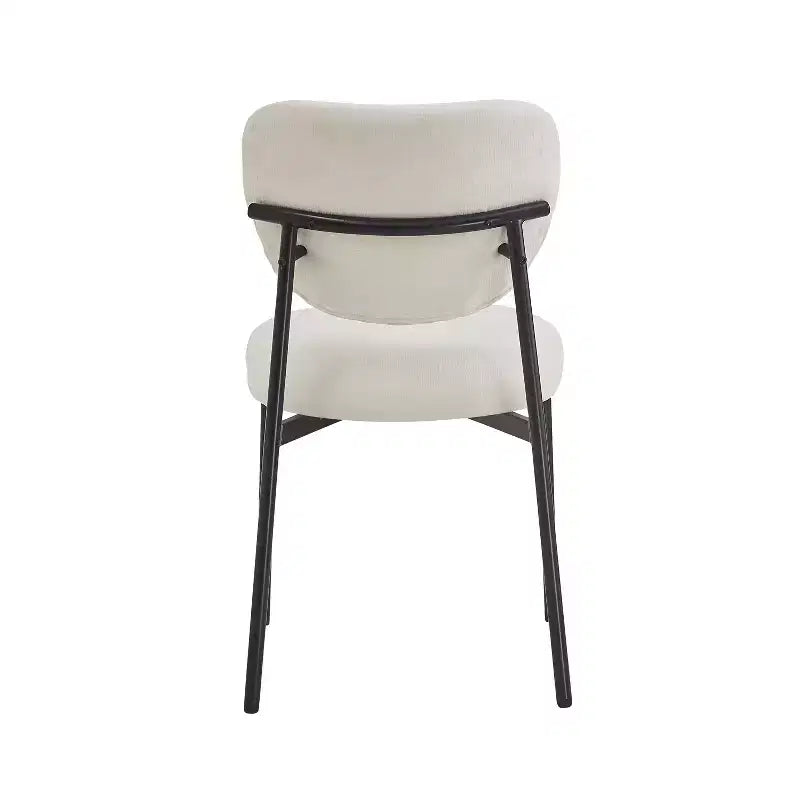 Sillas de comedor tapizadas Sebastian con estructura de hierro, juego de 4, beige/negro