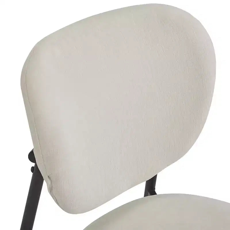 Sillas de comedor tapizadas Sebastian con estructura de hierro, juego de 4, beige/negro