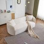 Sofá curvado de 3 plazas de bouclé Lindsay de 82" con 2 almohadas decorativas