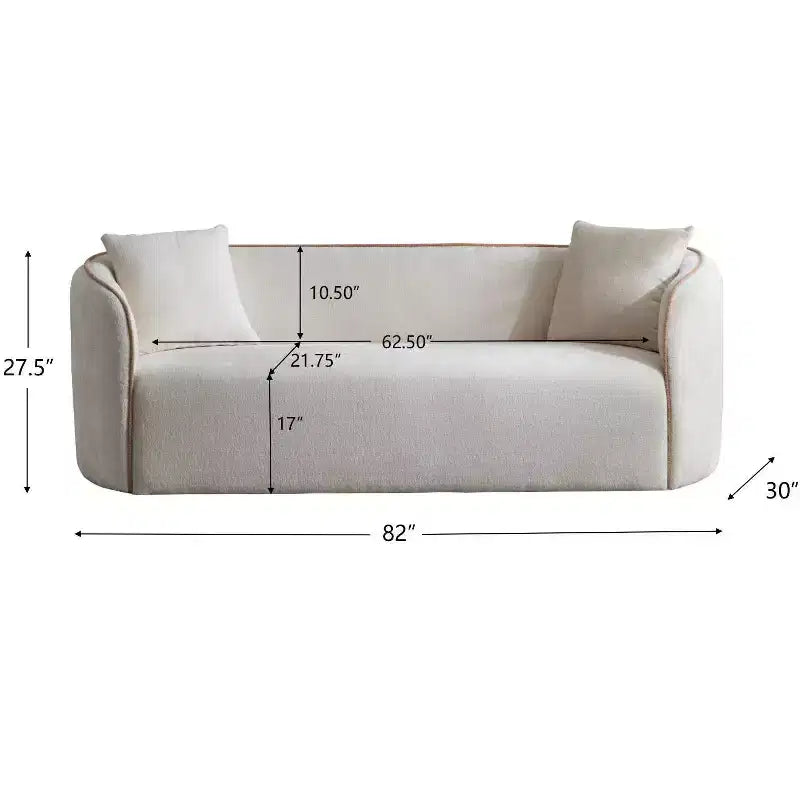 Sofá curvado de 3 plazas de bouclé Lindsay de 82" con 2 almohadas decorativas
