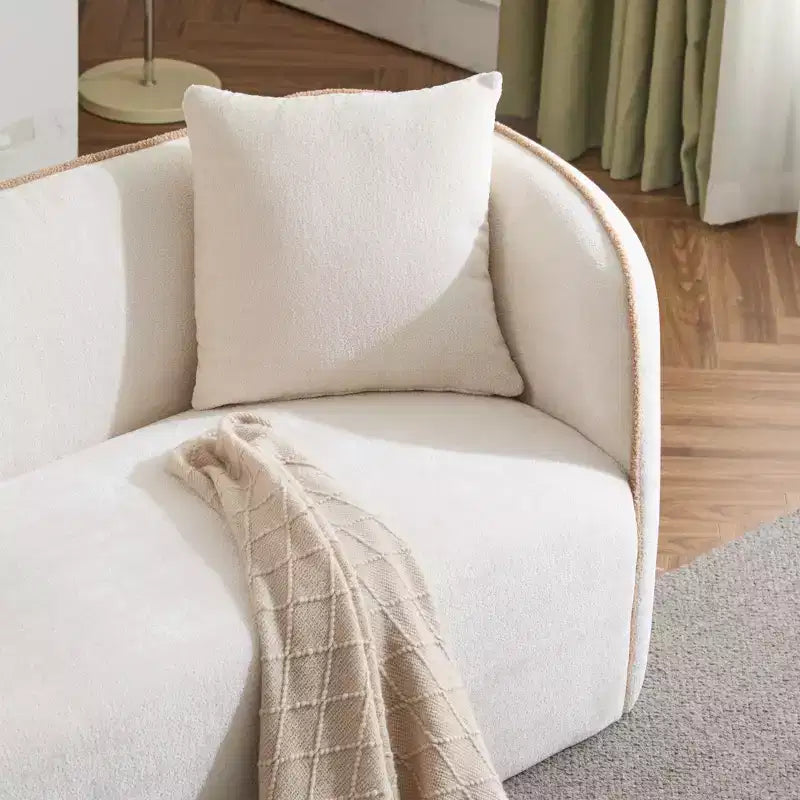 Sofá curvado de 3 plazas de bouclé Lindsay de 82" con 2 almohadas decorativas