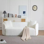 Sofá curvado de 3 plazas de bouclé Lindsay de 82" con 2 almohadas decorativas