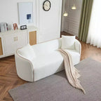 Sofá curvado de 3 plazas de bouclé Lindsay de 82" con 2 almohadas decorativas