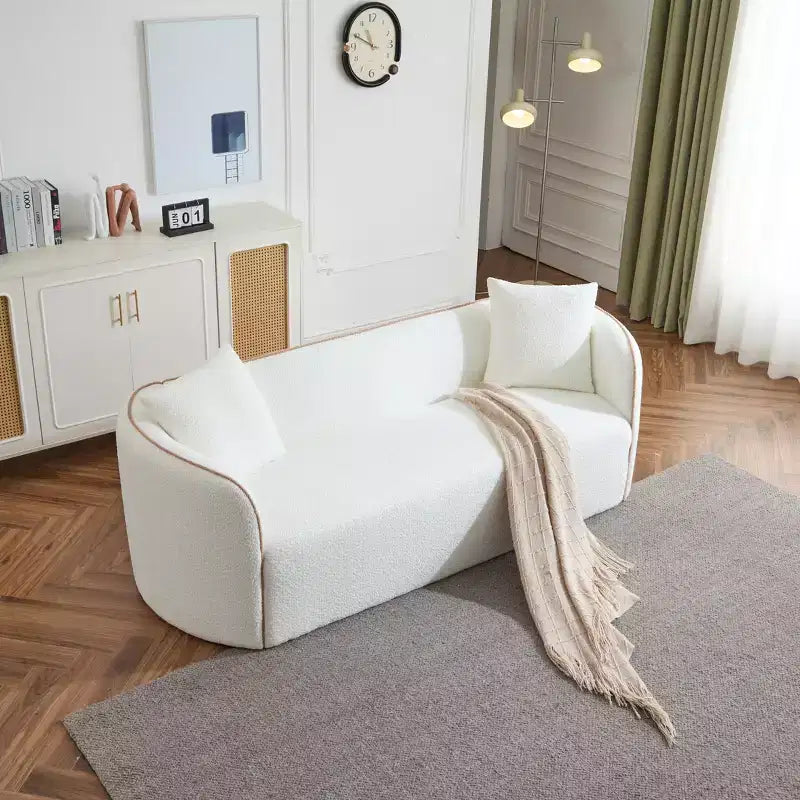 Sofá curvado de 3 plazas de bouclé Lindsay de 82" con 2 almohadas decorativas
