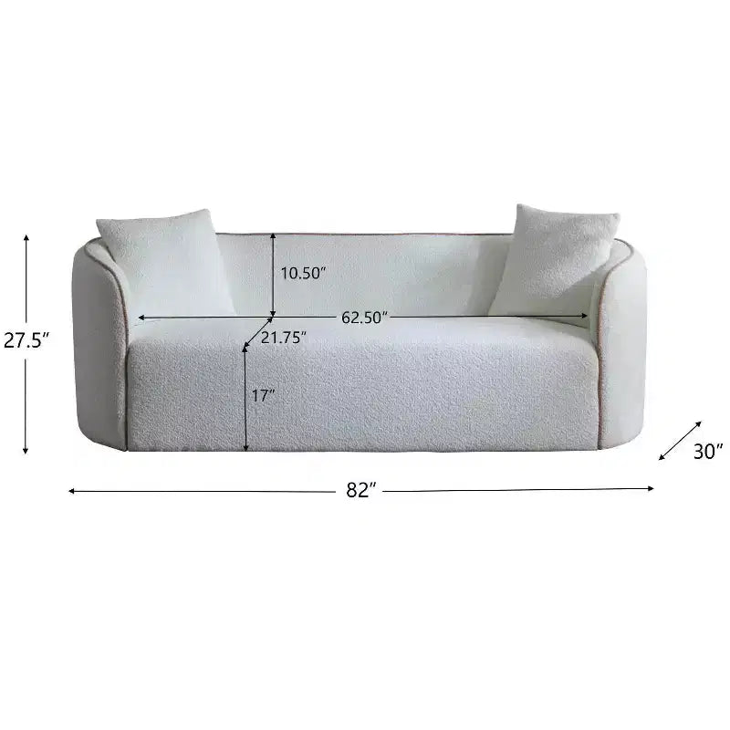 Sofá curvado de 3 plazas de bouclé Lindsay de 82" con 2 almohadas decorativas