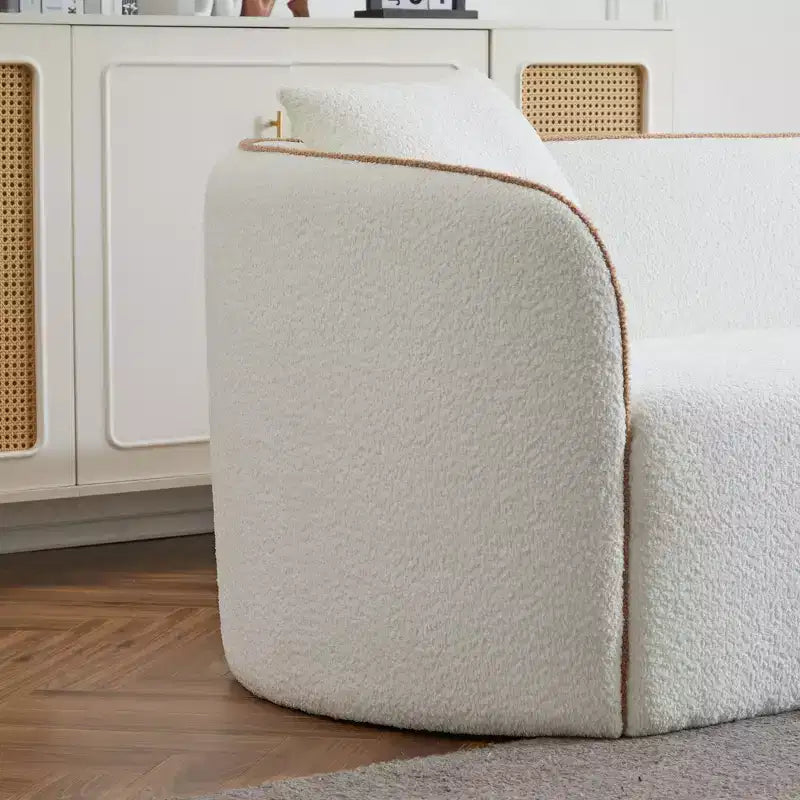 Sofá curvado de 3 plazas de bouclé Lindsay de 82" con 2 almohadas decorativas