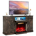 Costway 58 Fireplace TV stand with 23 3-side glass electric fireplace 20 color led lights