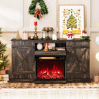 Mueble de TV de 58" para chimenea con chimenea eléctrica de cristal de 3 caras de 23" y luces LED de 20 colores