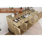 Aparador buffet grande de 62" con almacenamiento y 3 cajones, aparador para café con 4 puertas de vidrio