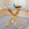 Cross Metal Leg Glass Dining Table - Modern Space Saver