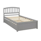 Elegante cama plataforma individual con nido, madera maciza de pino