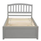 Elegante cama plataforma individual con nido, madera maciza de pino