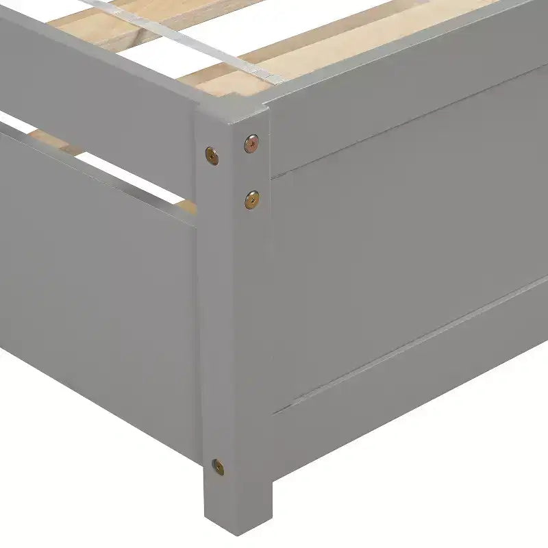 Elegante cama plataforma individual con nido, madera maciza de pino