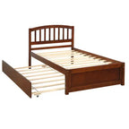 Elegante cama plataforma individual con nido, madera maciza de pino
