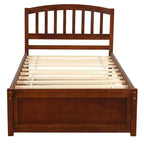 Elegante cama plataforma individual con nido, madera maciza de pino