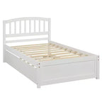 Elegante cama plataforma individual con nido, madera maciza de pino
