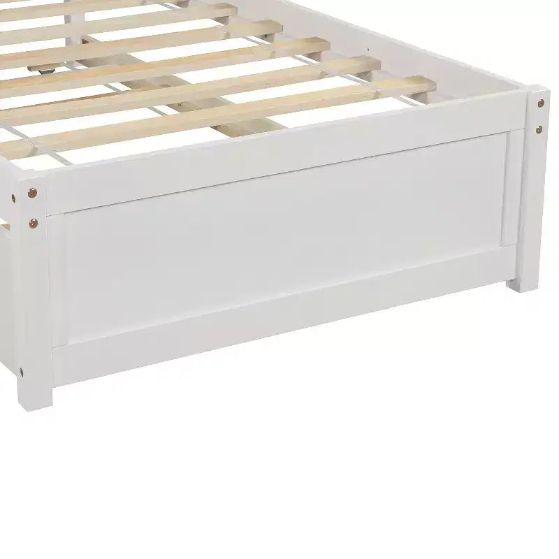 Elegante cama plataforma individual con nido, madera maciza de pino