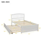 Elegante cama plataforma individual con nido, madera maciza de pino