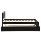 Elegante cama plataforma individual con nido, madera maciza de pino