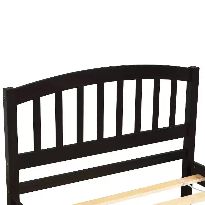 Elegante cama plataforma individual con nido, madera maciza de pino