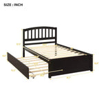 Elegante cama plataforma individual con nido, madera maciza de pino