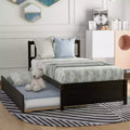 Elegante cama plataforma individual con nido, madera maciza de pino