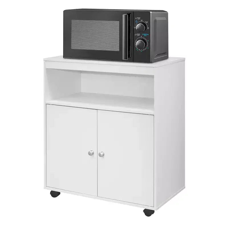 Carro de cocina de microondas Vericombe con gabinete de almacenamiento de 2 puertas, Haya