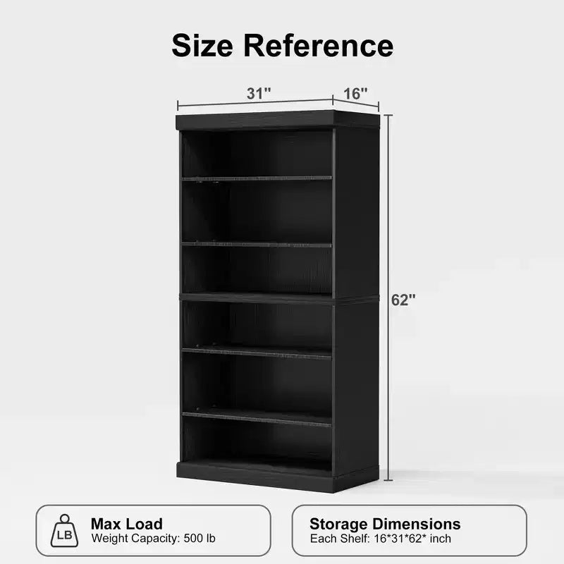 Armario de almacenamiento decorativo de madera de 31x31x16 con estante ajustable, sin puerta, negro