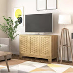 Aparador de madera Francis Farmhouse de 47" con 3 puertas, estante ajustable y tiradores dorados