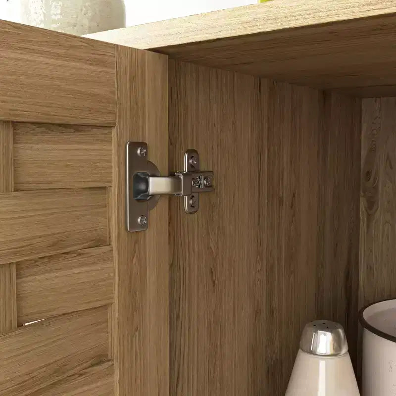 Aparador de madera Francis Farmhouse de 47" con 3 puertas, estante ajustable y tiradores dorados