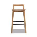 Taburete de mostrador bajo Sven de 26.5" de madera de fresno maciza con reposapiés de hierro negro