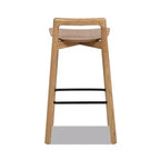 Taburete de mostrador bajo Sven de 26.5" de madera de fresno maciza con reposapiés de hierro negro