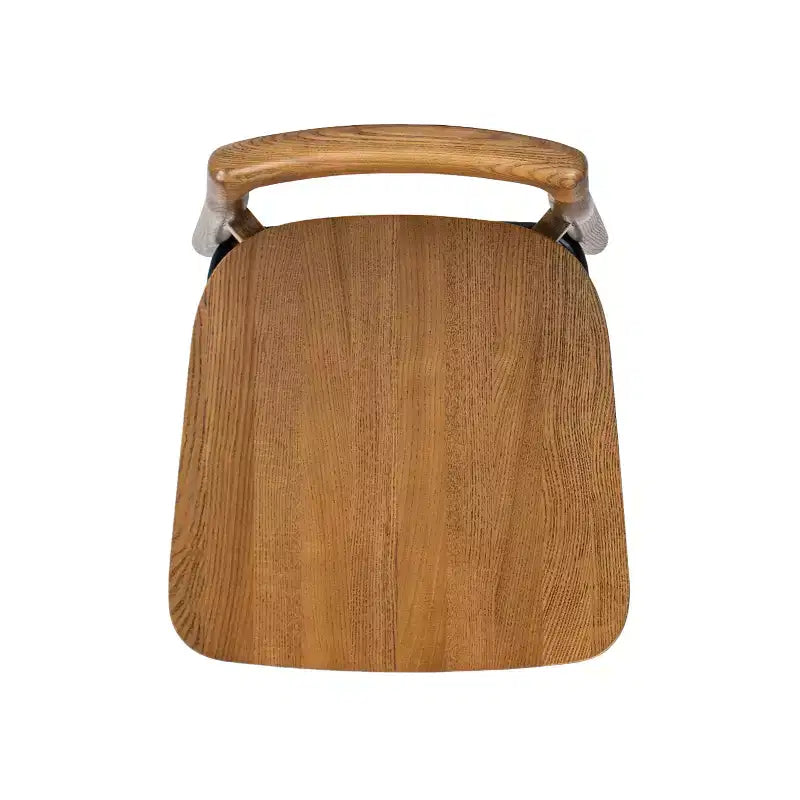 Taburete de mostrador bajo Sven de 26.5" de madera de fresno maciza con reposapiés de hierro negro